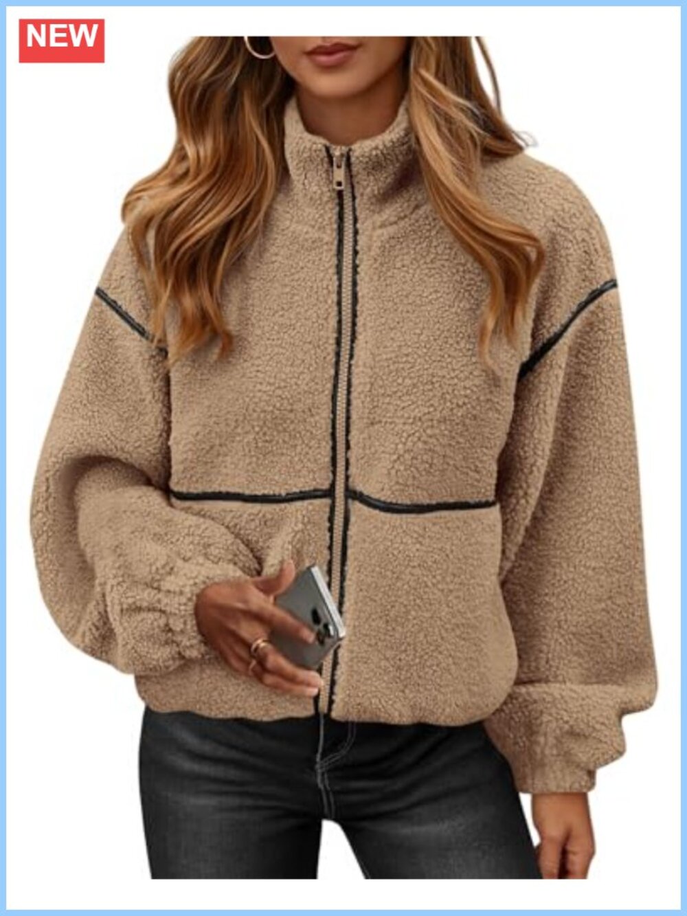 Women's Sherpa Fleece Zip Up Winter Jacket Coat